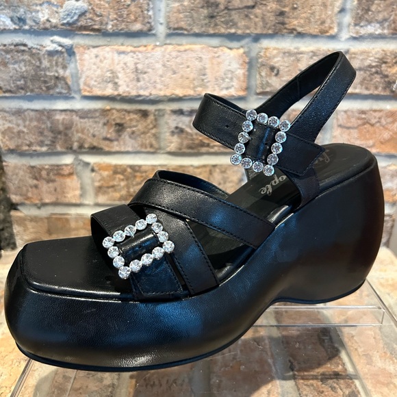 Free People Brooklyn Ankle Strap Platform Sandal Black 8.5 - Picture 2 of 7